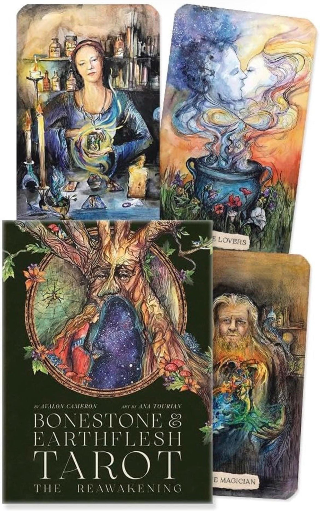 Bonestone & Earthflesh Tarot The Reawakening | Avalon Cameron + Ana Tourian | 79 Cards + 384 Page Full Color Guidebook | Mythic Fantasy Taro