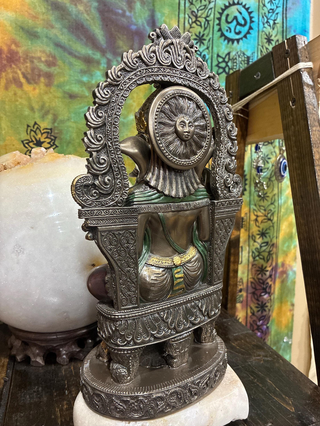 Ganesha Statue | Bronze Cast Resin, Lotus Base, Hindu Altar Decor