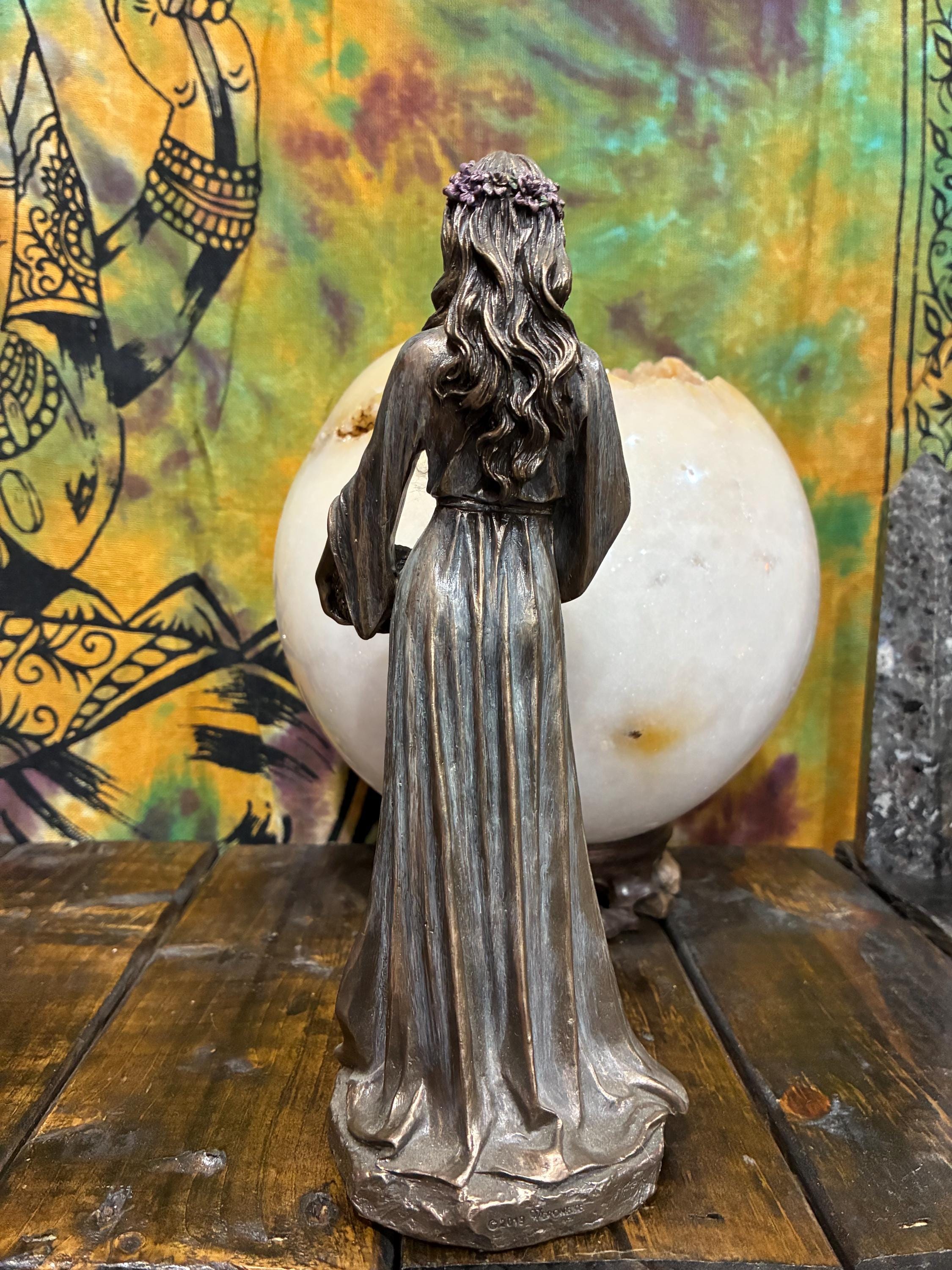 Idunn Statue 8 7/8" Bronze Cast Resin | Youth, Renewal, Golden Apples | Pagan Altar Decor