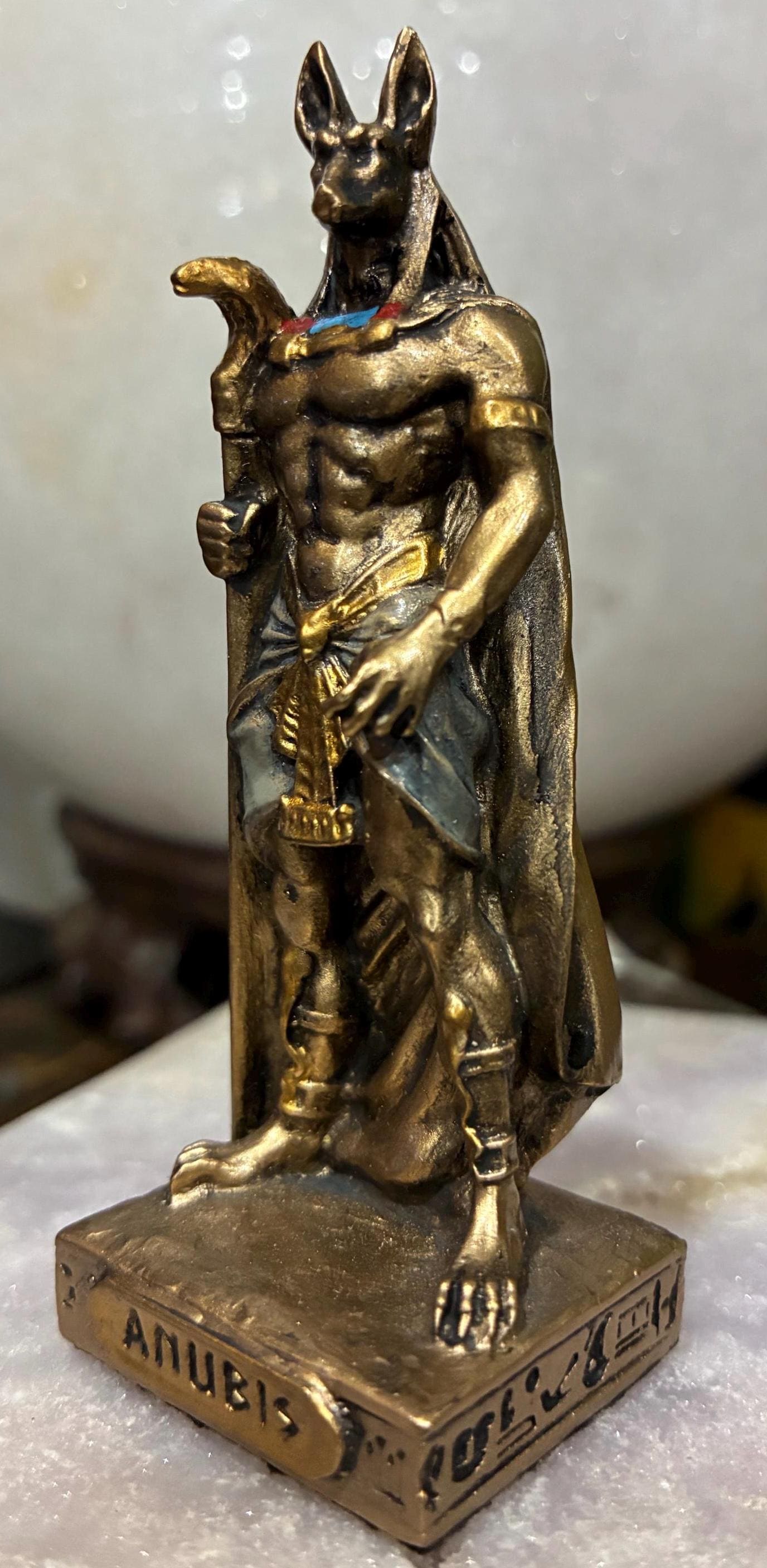 Anubis Statue — 3 1/2” (Mini) | Egyptian Jackal God Figurine | Protection & Ancestor Altar Decor | Spiritual Gift