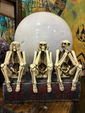 Hear See Speak No Evil Skeletons – Gothic Desk Decor, Resin Figurines (6" x 3" x 4.75")