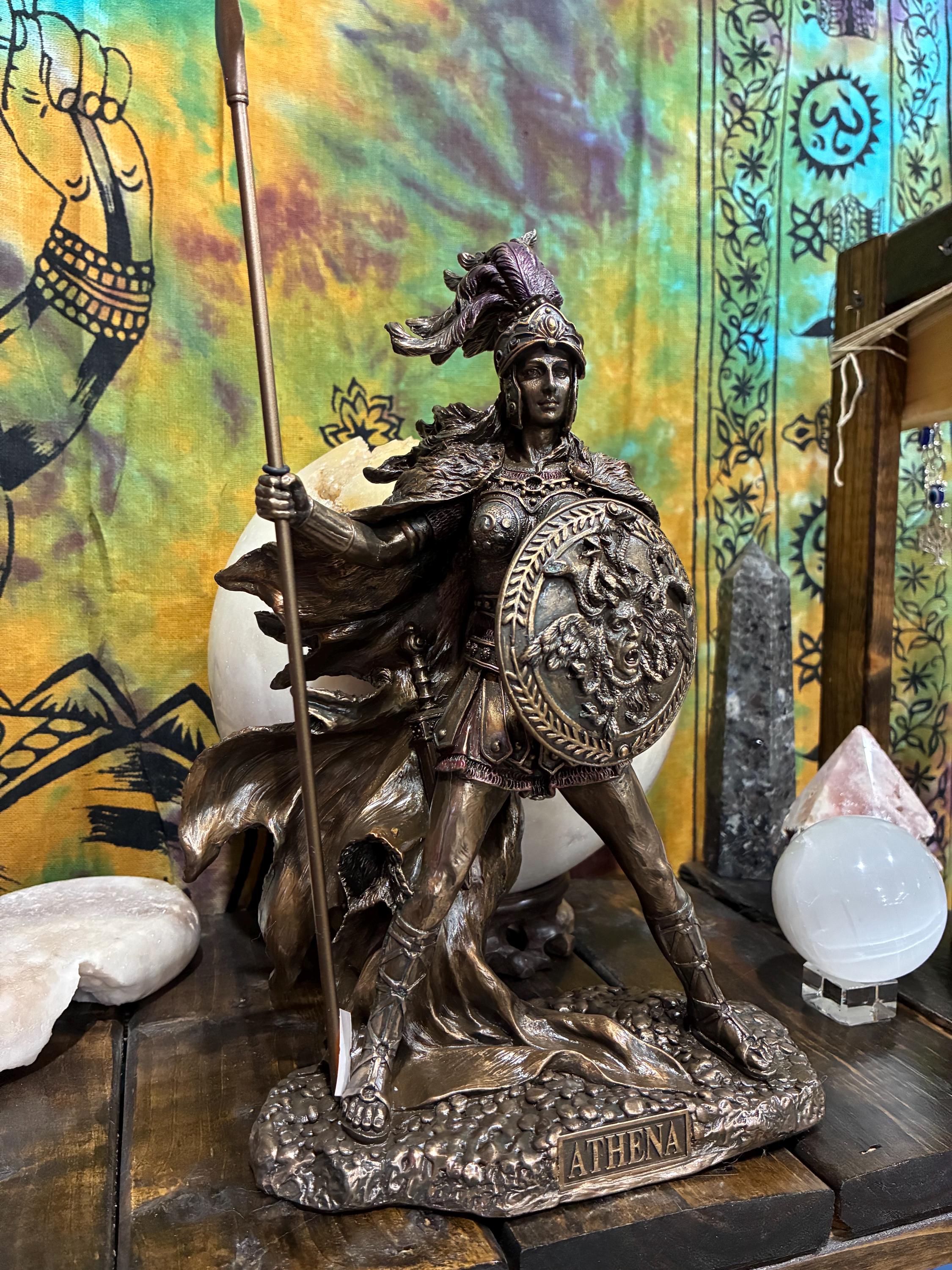 Athena Statue - Bronze Finish Greek Goddess Altar Decor