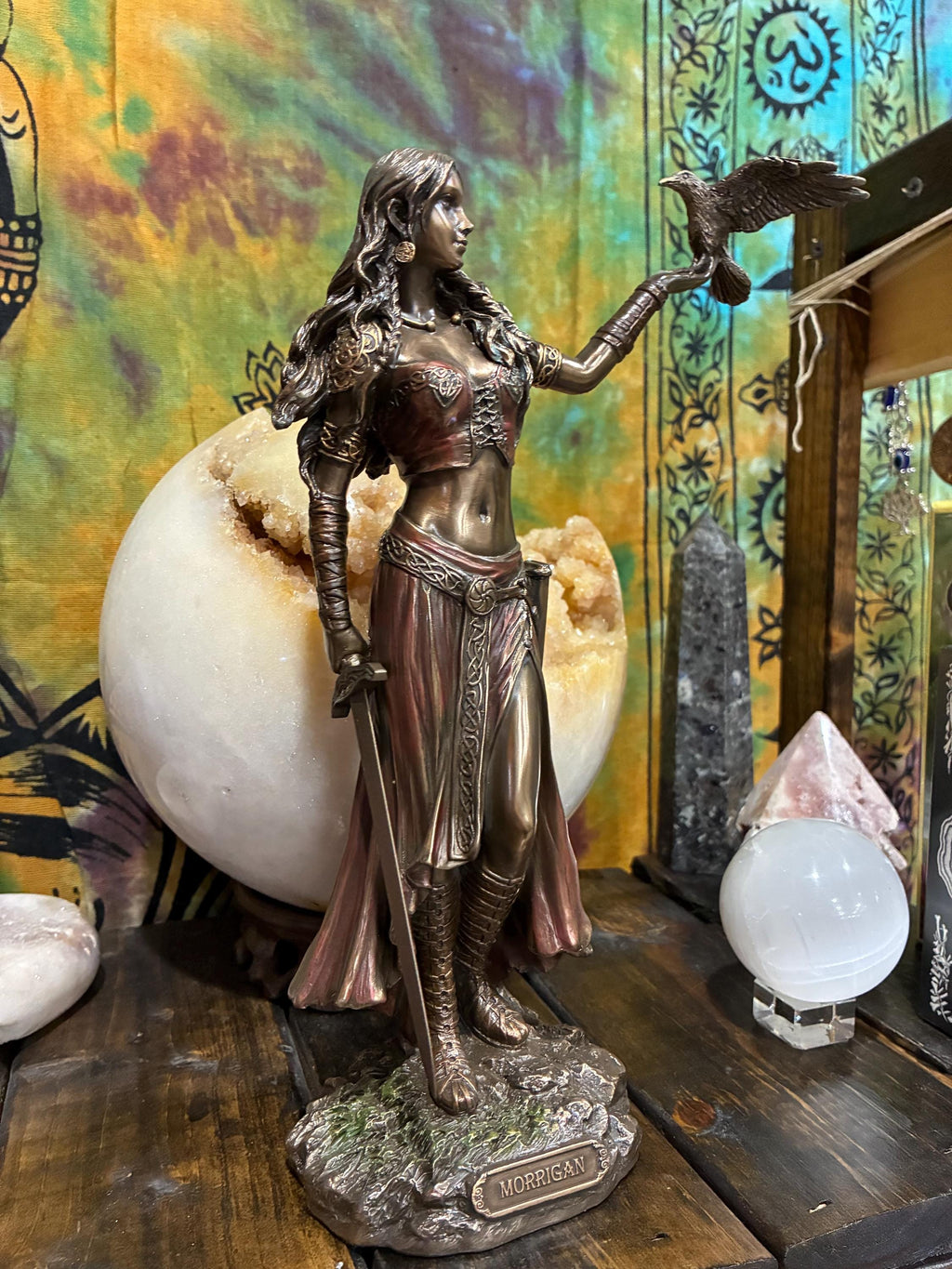 Morrigan Statue – Veronese Collection Bronze Finish, Celtic Goddess Altar Figurine