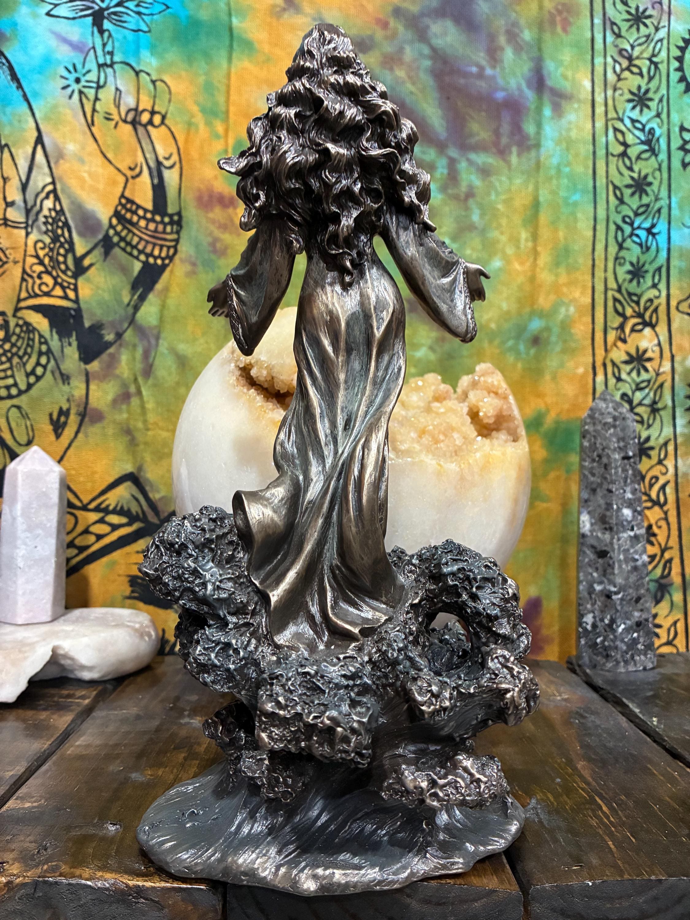 Yemaya Statue | Bronze Finish Orisha, Yoruba Altar Decor (11 1/4 inch)