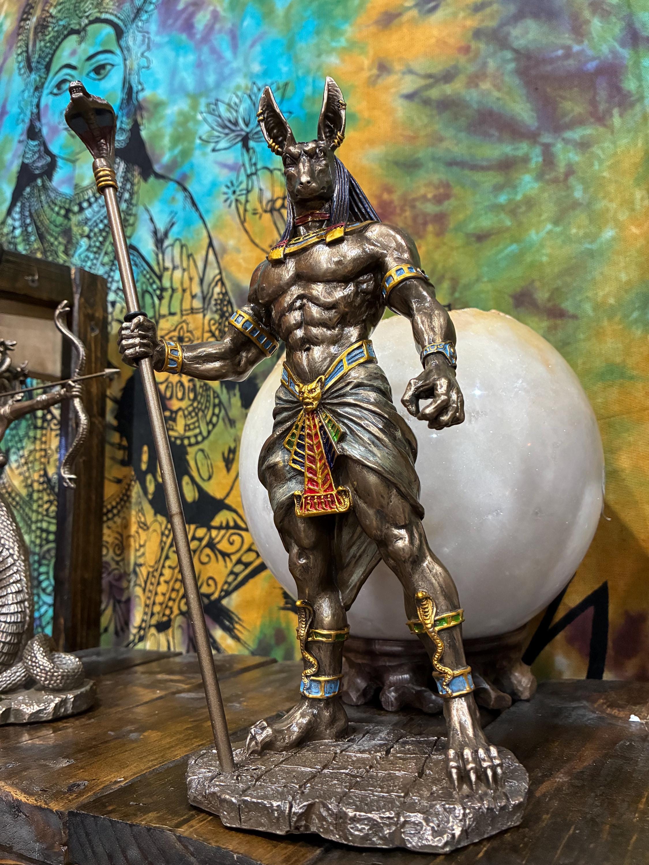 Anubis Statue Bronze Cast Resin | Egyptian God Altar Decor, Protection & Transition