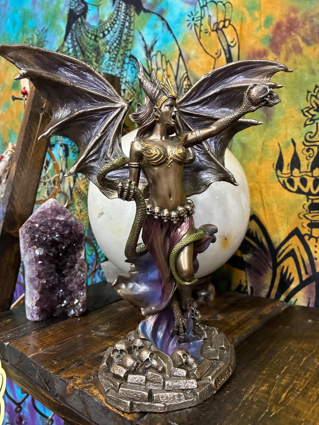 Lilith Statue Veronese Design | Cold Cast Resin Dark Goddess Figurine | Gothic Altar Decor