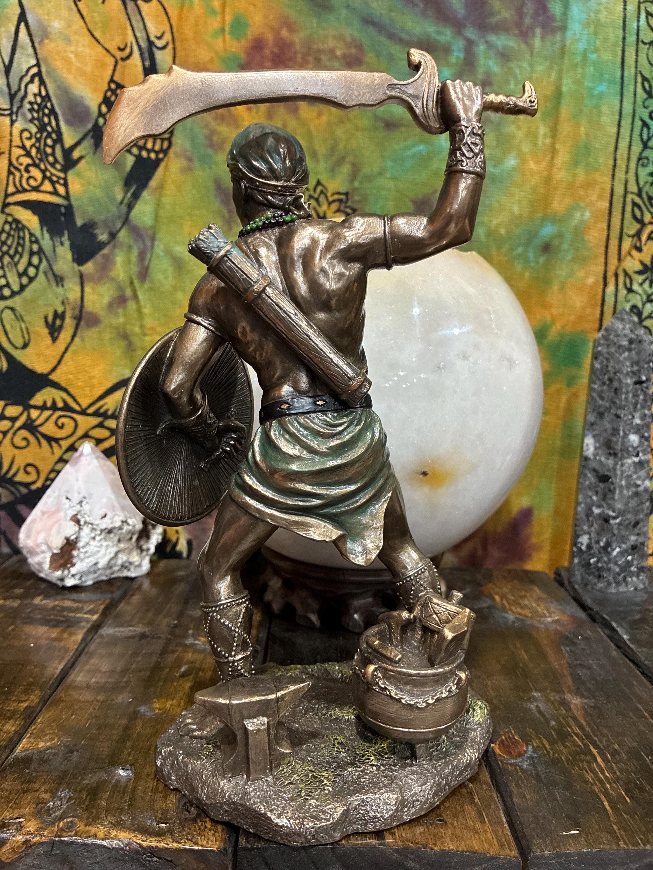 Orisha Ogun Statue 9.5" Bronze Cast Resin Warrior Protector (Altar Decor)