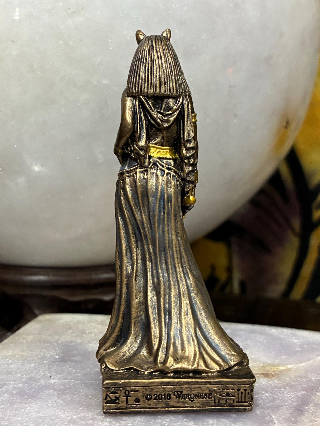 Mini Bastet Statue – Egyptian Cat Goddess Figurine, Resin Altar Decor