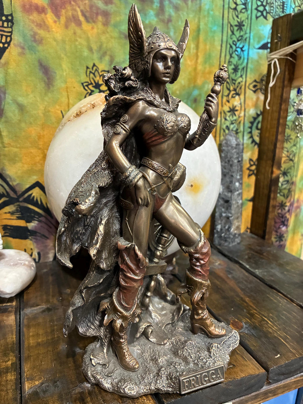 Frigga Statue | 10" Norse Goddess, Bronze Finish Altar Decor