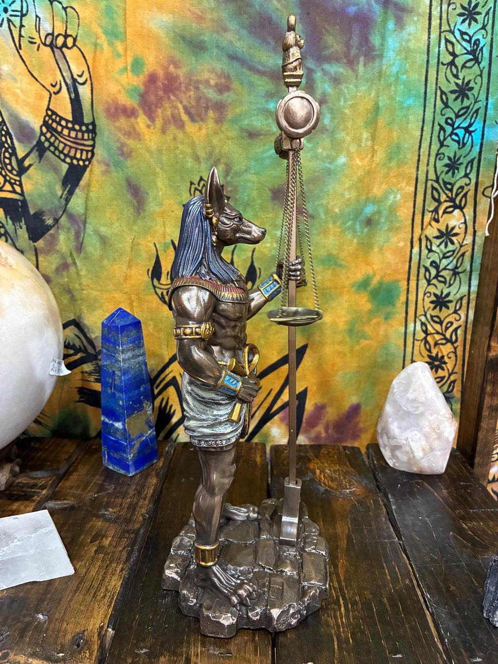 Bronze Cast Resin Anubis Statue | 13" Egyptian God Figurine, Guardian Altar Decor