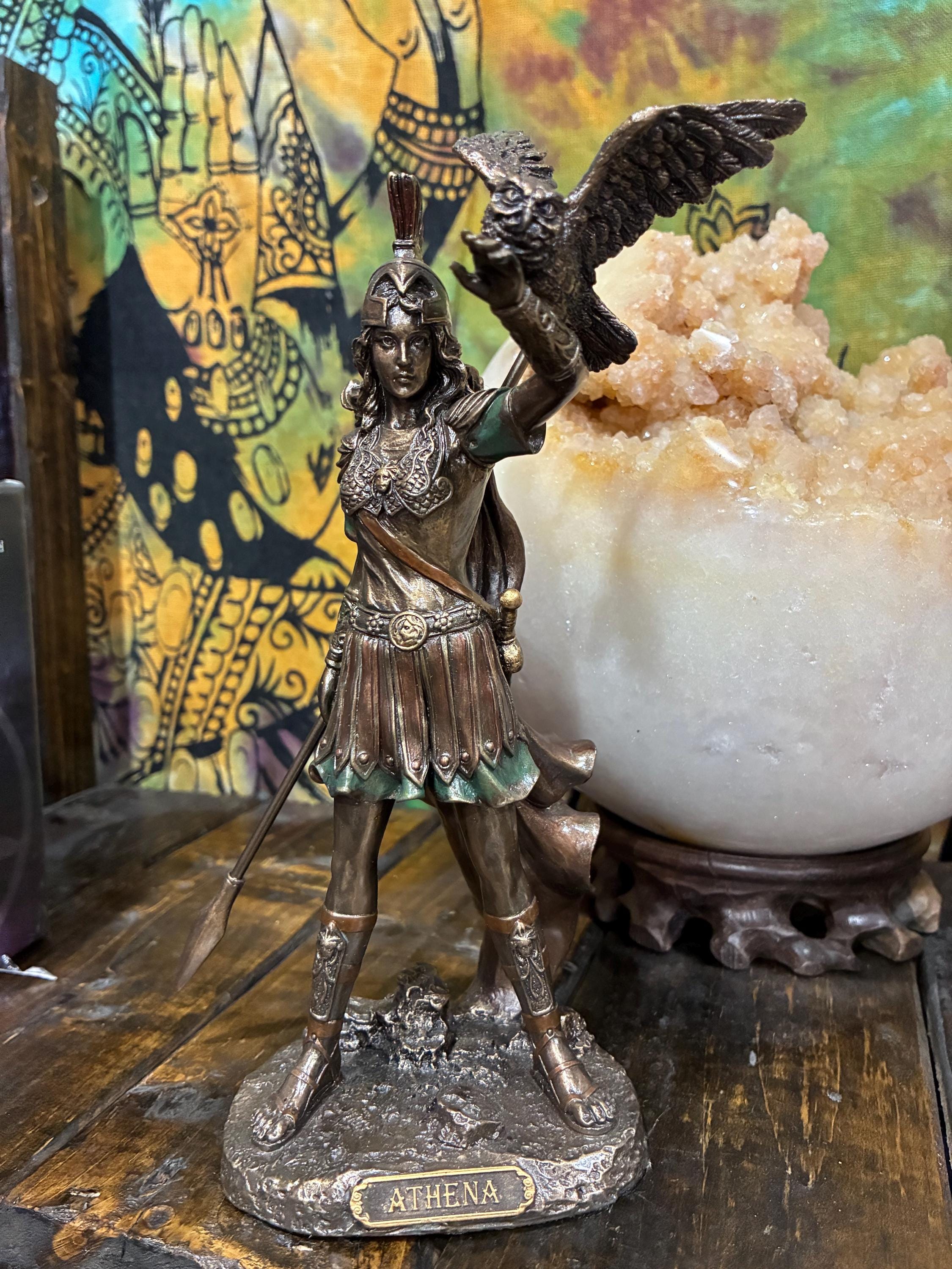 Athena Statue | Bronze Finish Greek Goddess Altar Decor