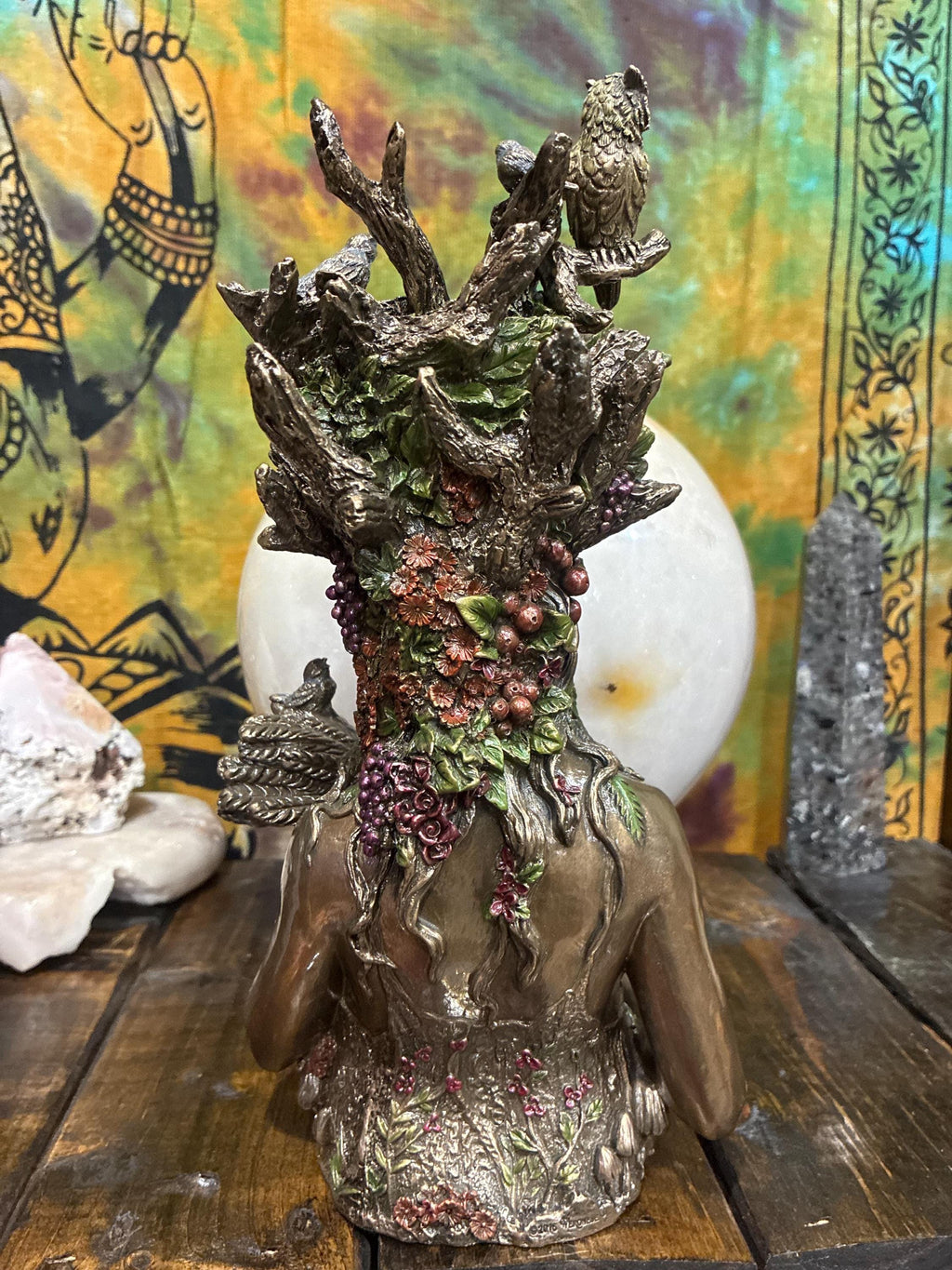 Gaia Statue | 10" Mother Earth Goddess, Bronze Cast Resin Altar Decor