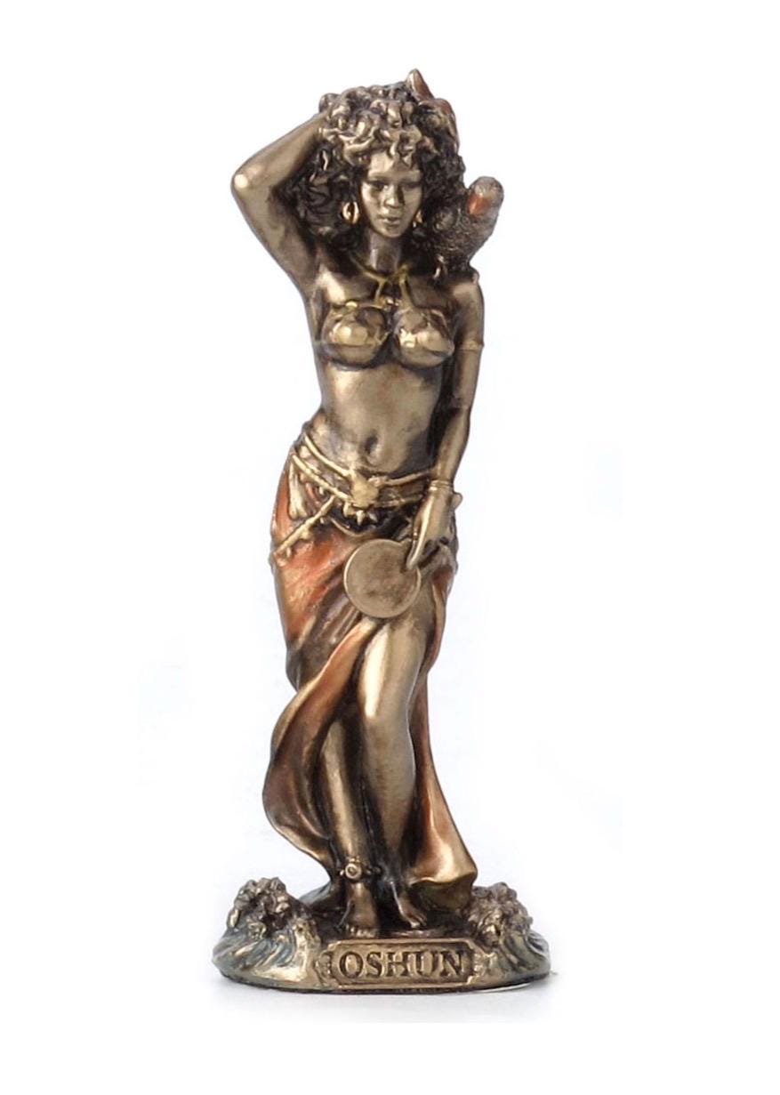 Oshun Statue | Bronze Finish, Yoruba Altar Decor (3 5/8  inch)