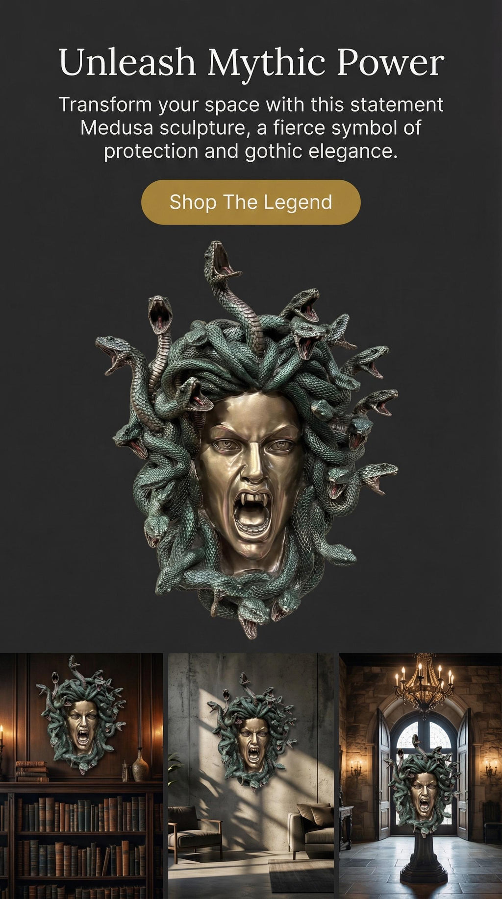 Medusa Wall Sculpture | Gothic Mythology Snake Hair Decor