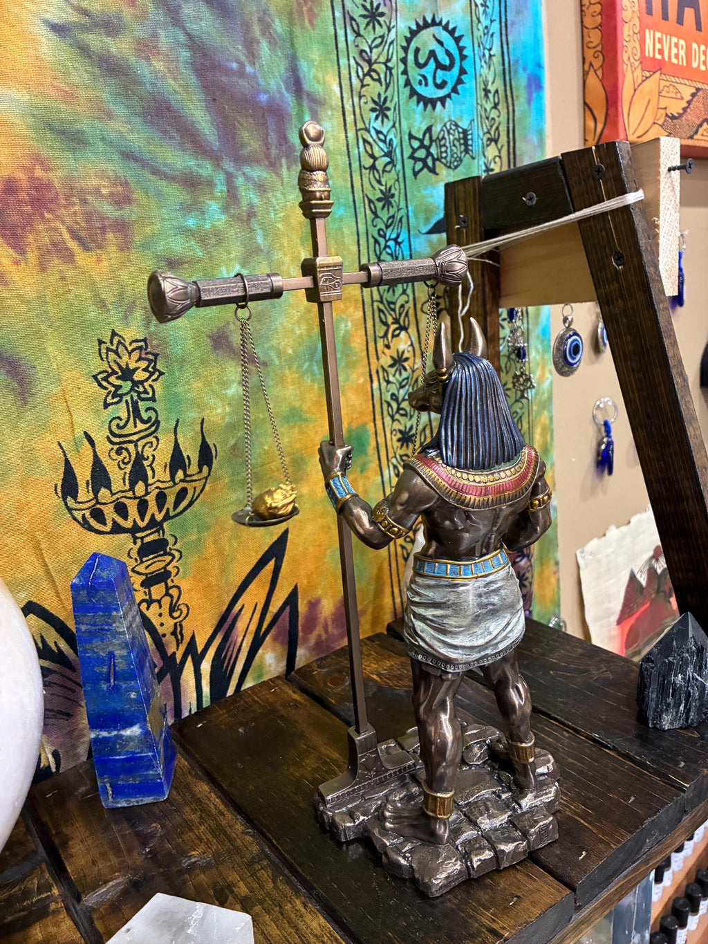 Bronze Cast Resin Anubis Statue | 13" Egyptian God Figurine, Guardian Altar Decor