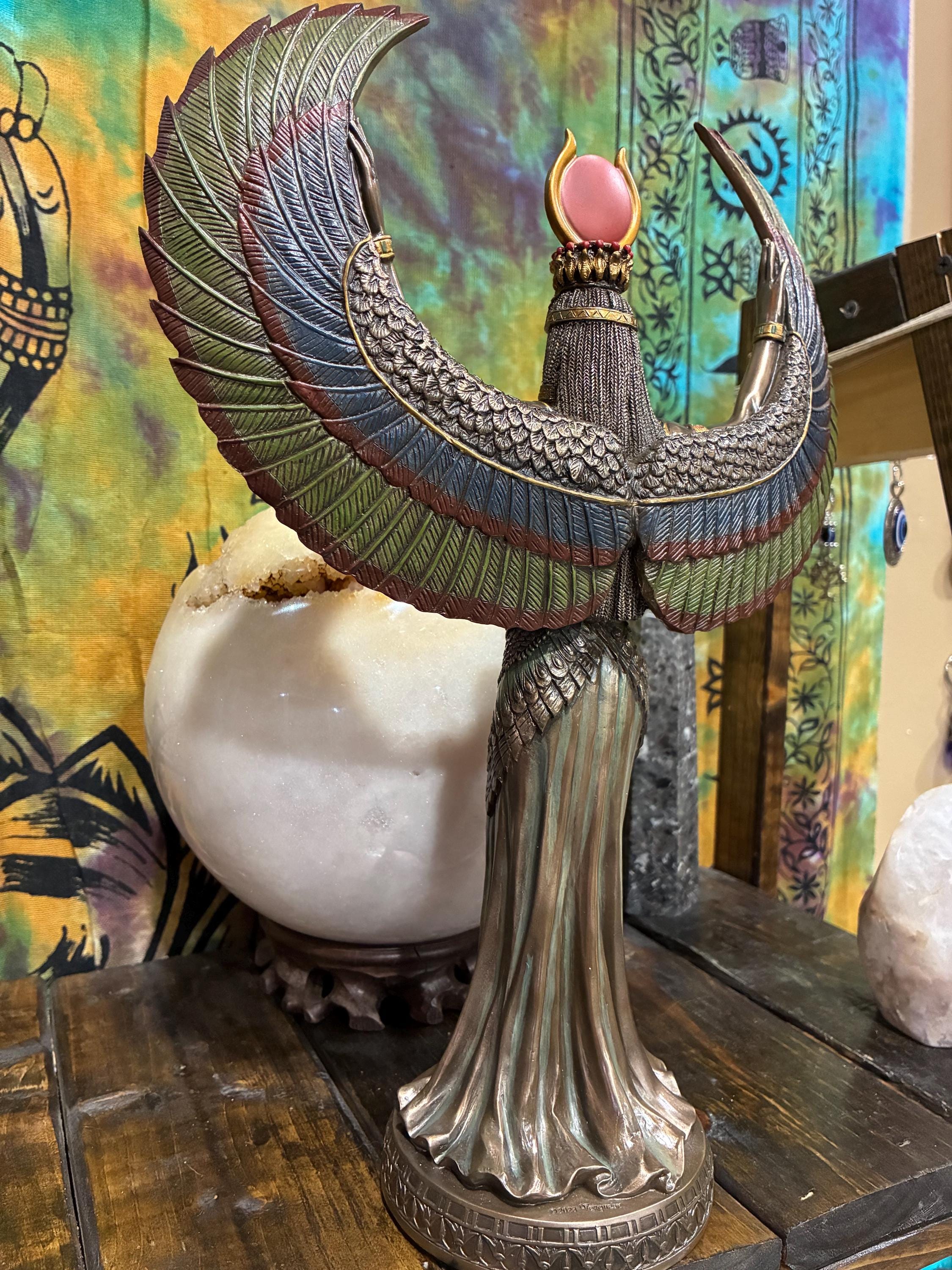 Egyptian Goddess Isis Statue with Wings - Bronze cast resin Altar Figurine - Spiritual Home Decor - Divine Feminine Energy