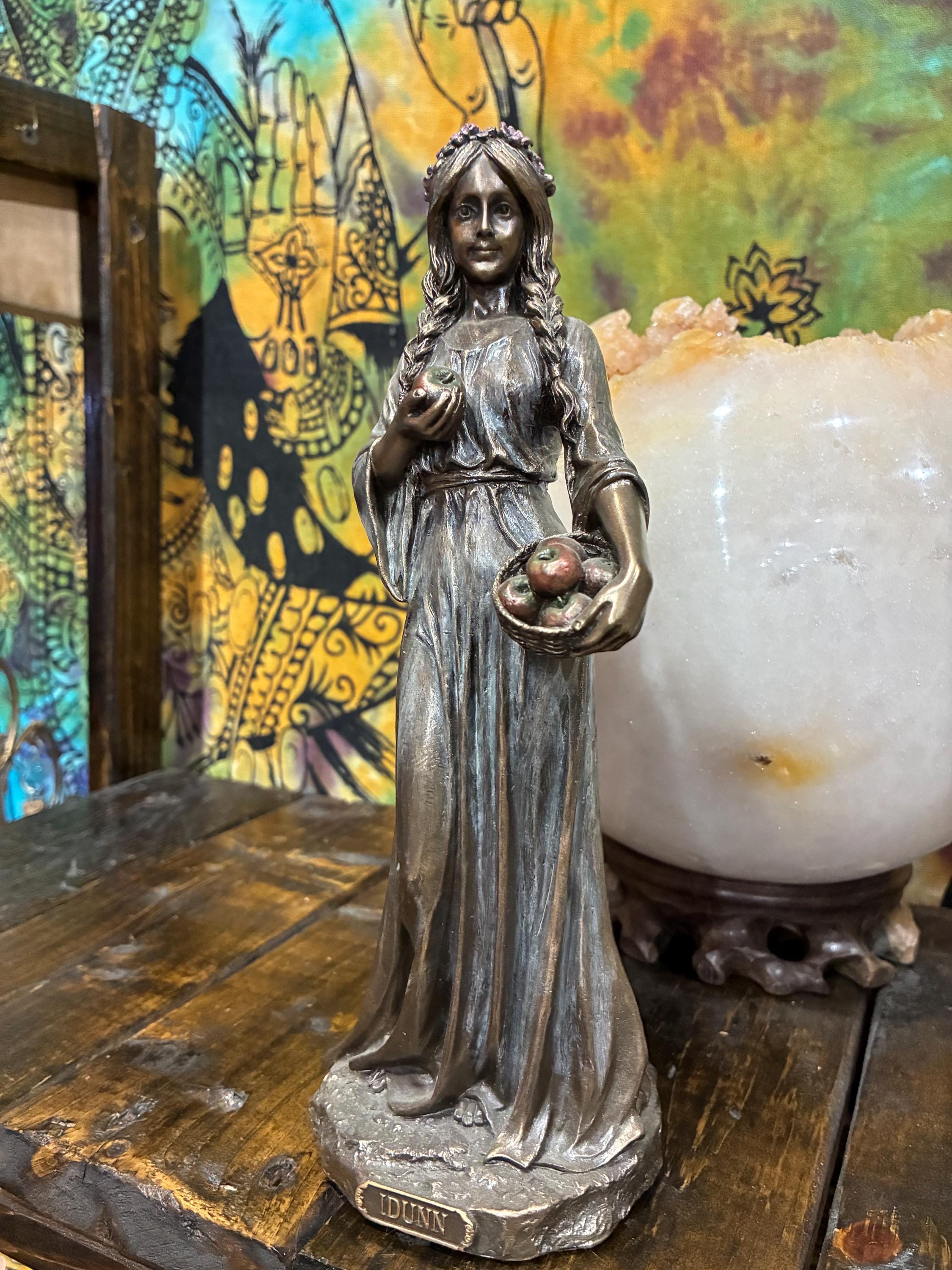 Idunn Statue 8 7/8" Bronze Cast Resin | Youth, Renewal, Golden Apples | Pagan Altar Decor