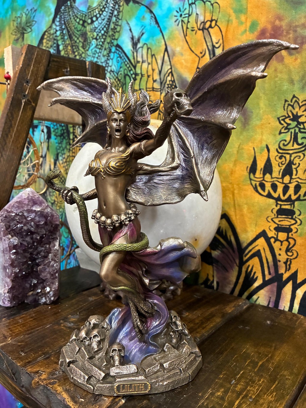 Lilith Statue Veronese Design | Cold Cast Resin Dark Goddess Figurine | Gothic Altar Decor