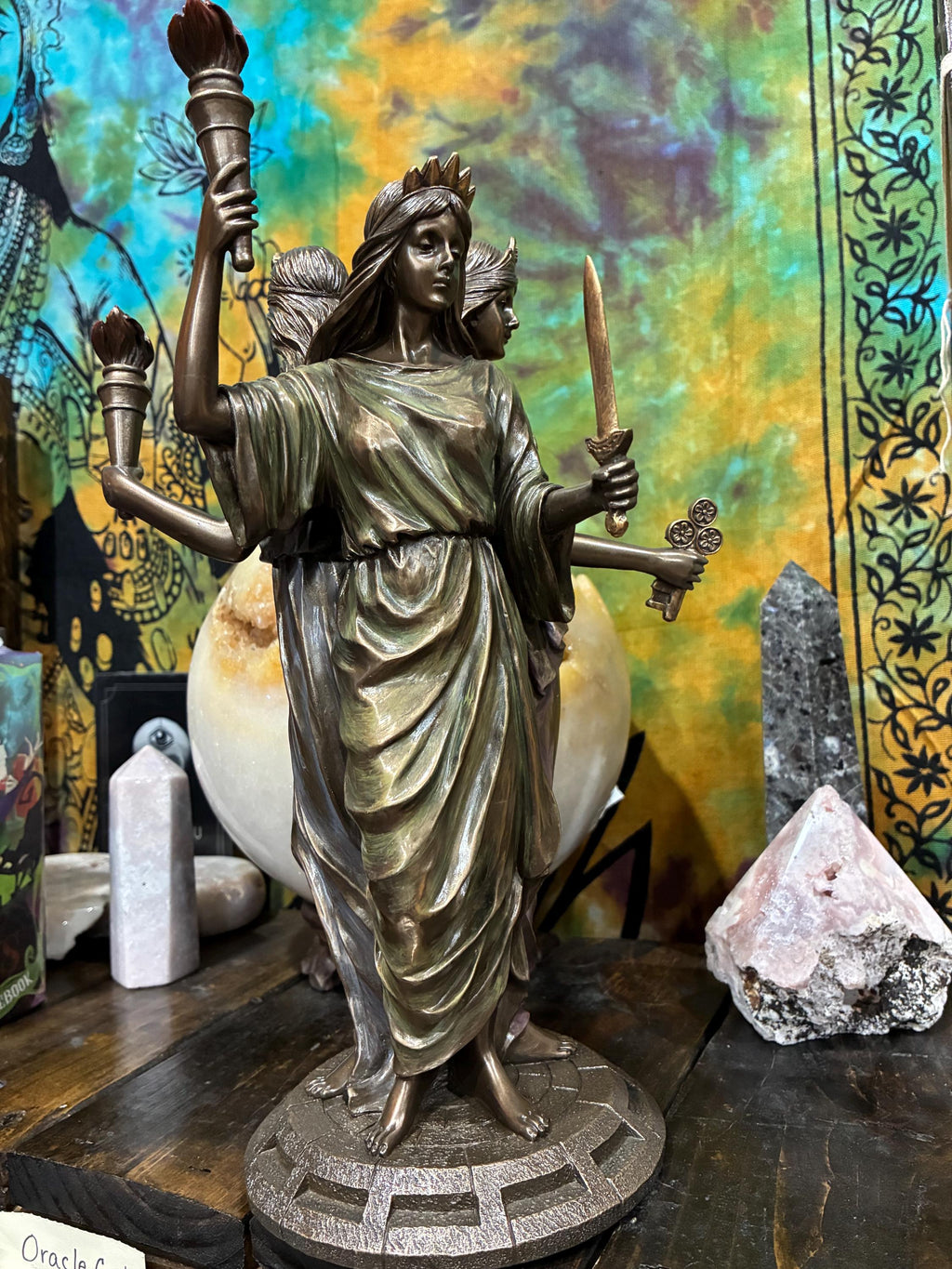 Triple Hecate Statue - Bronze Pagan Altar Decor, Witchcraft Gift