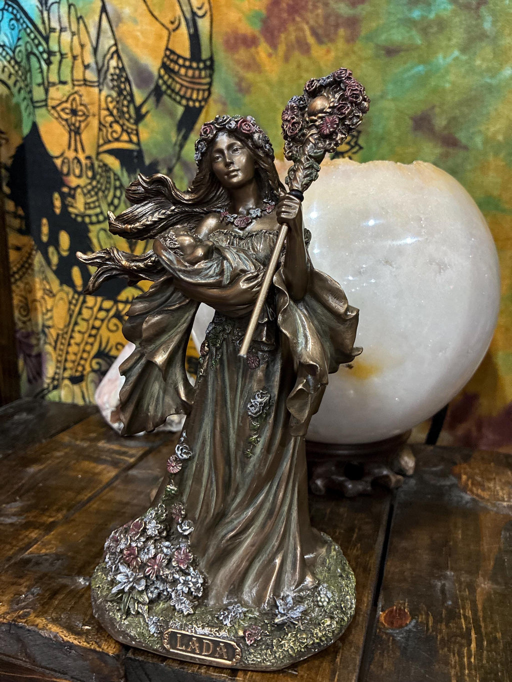 Lada Statue 8 3/4" Bronze Cast Resin | Slavic Goddess of Love, Spring, Motherhood Harmony