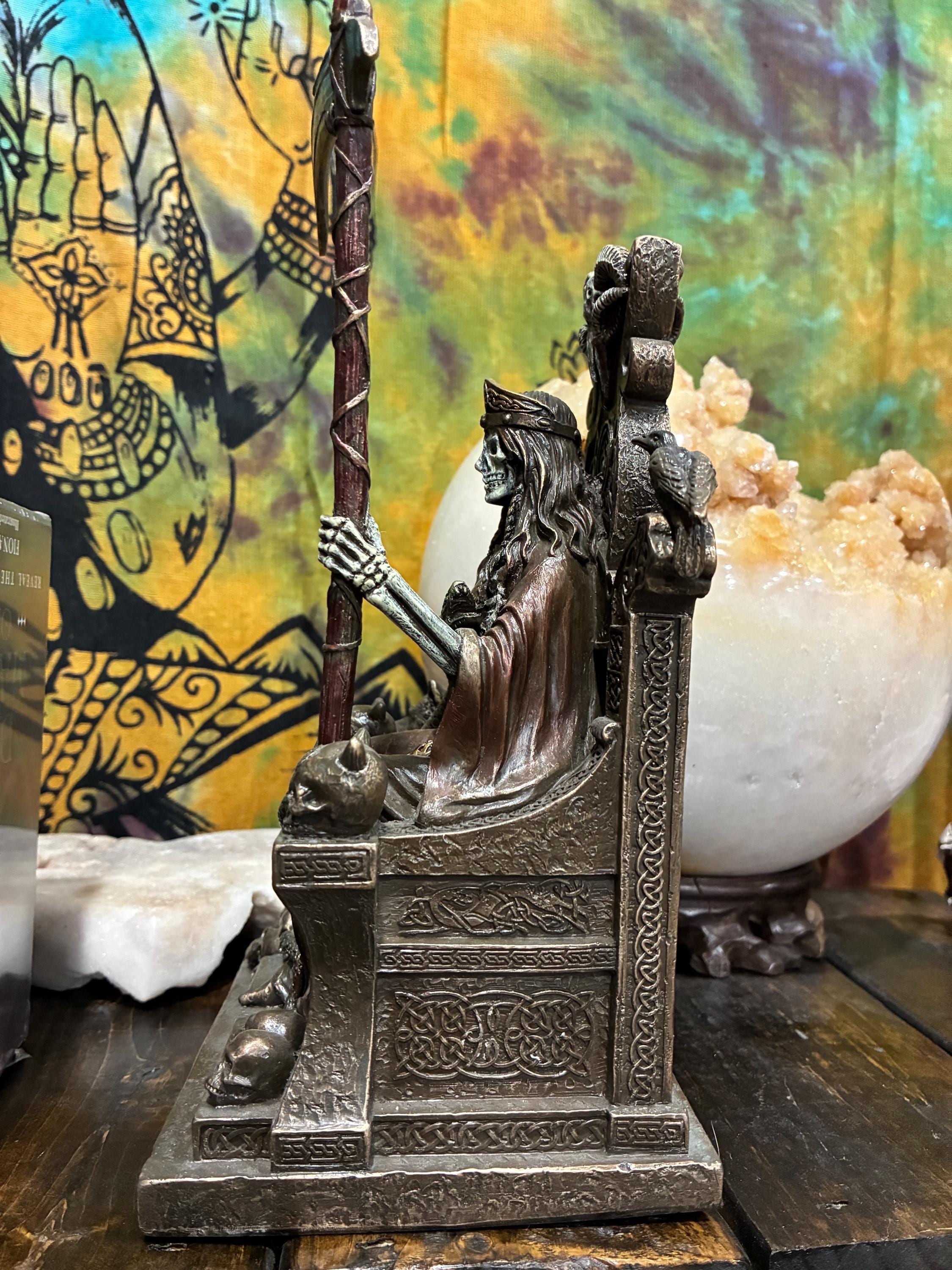 Hel Norse Goddess Statue | Bronze Tone Altar Decor
