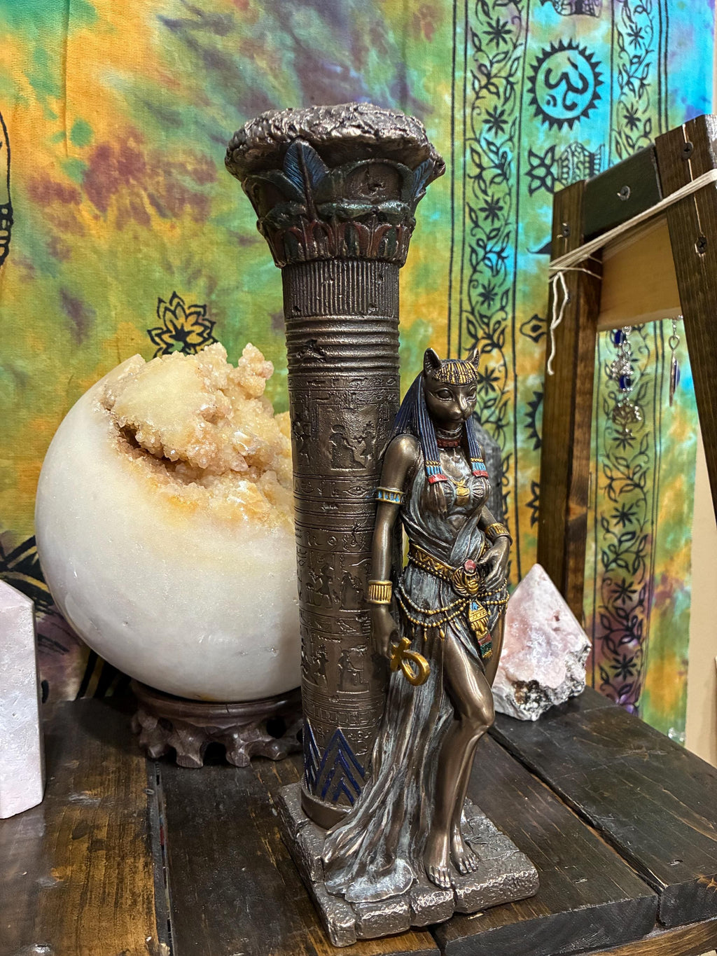 Bastet Statue Candle Holder – Egyptian Goddess Altar Decor