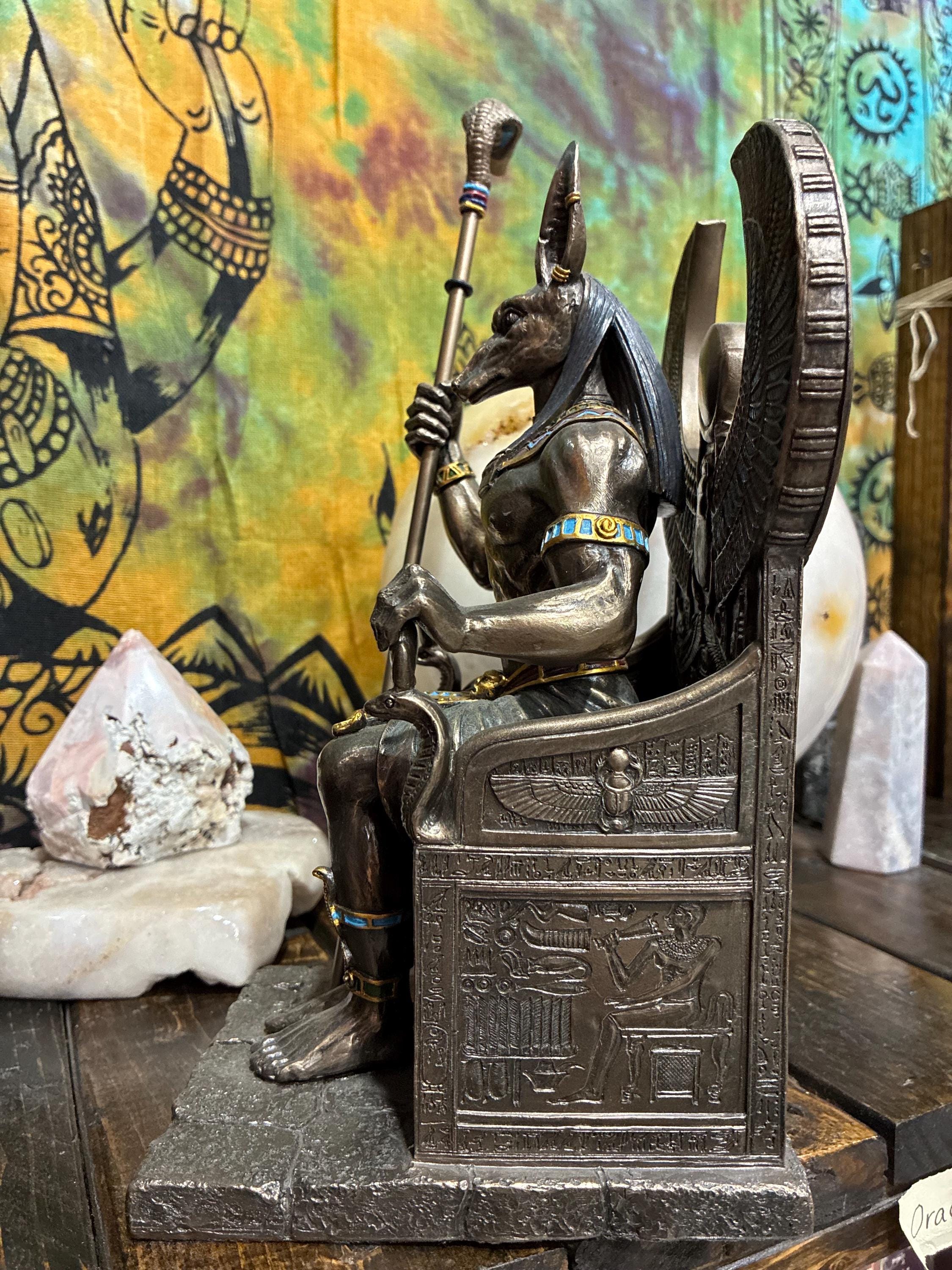 Anubis Statue on Throne | 11" Egyptian God Altar Decor
